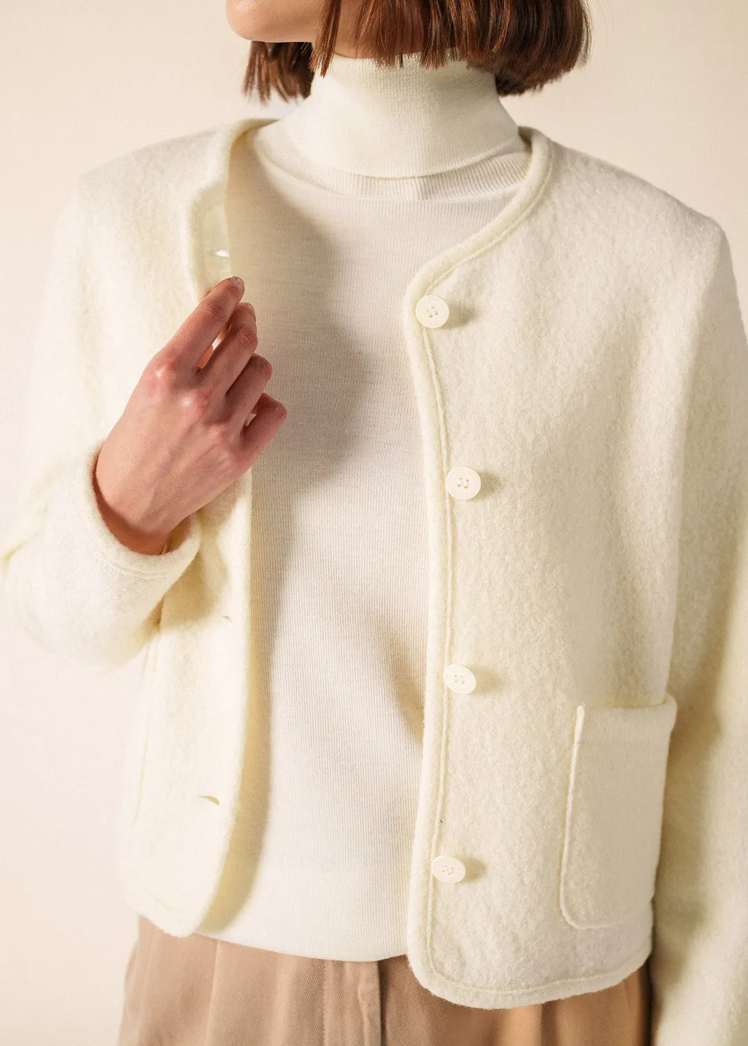 Saint James Jura veste manches longues blanc laine