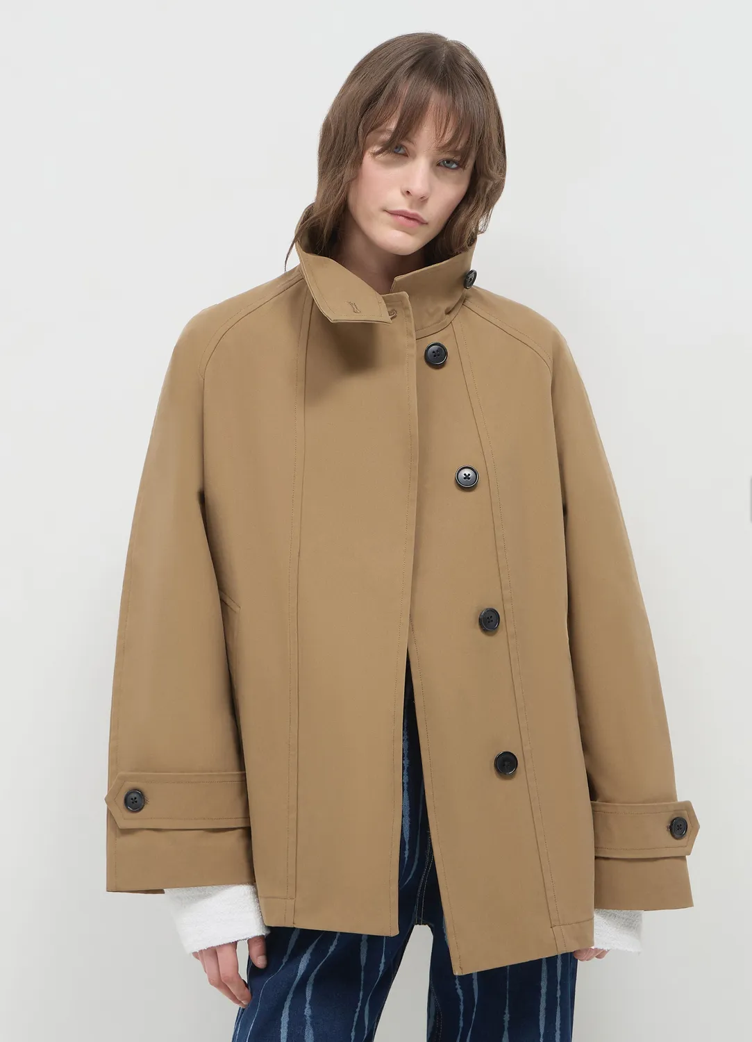 Calliope manteau femme col haut coton regular