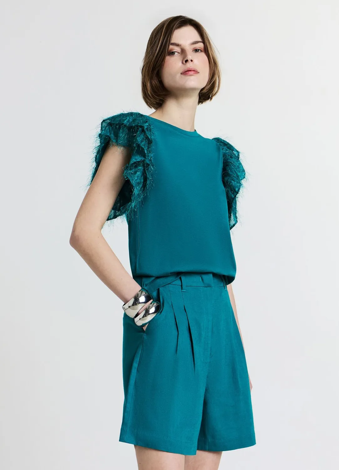 Calliope bermuda uni femme short taille haute regular