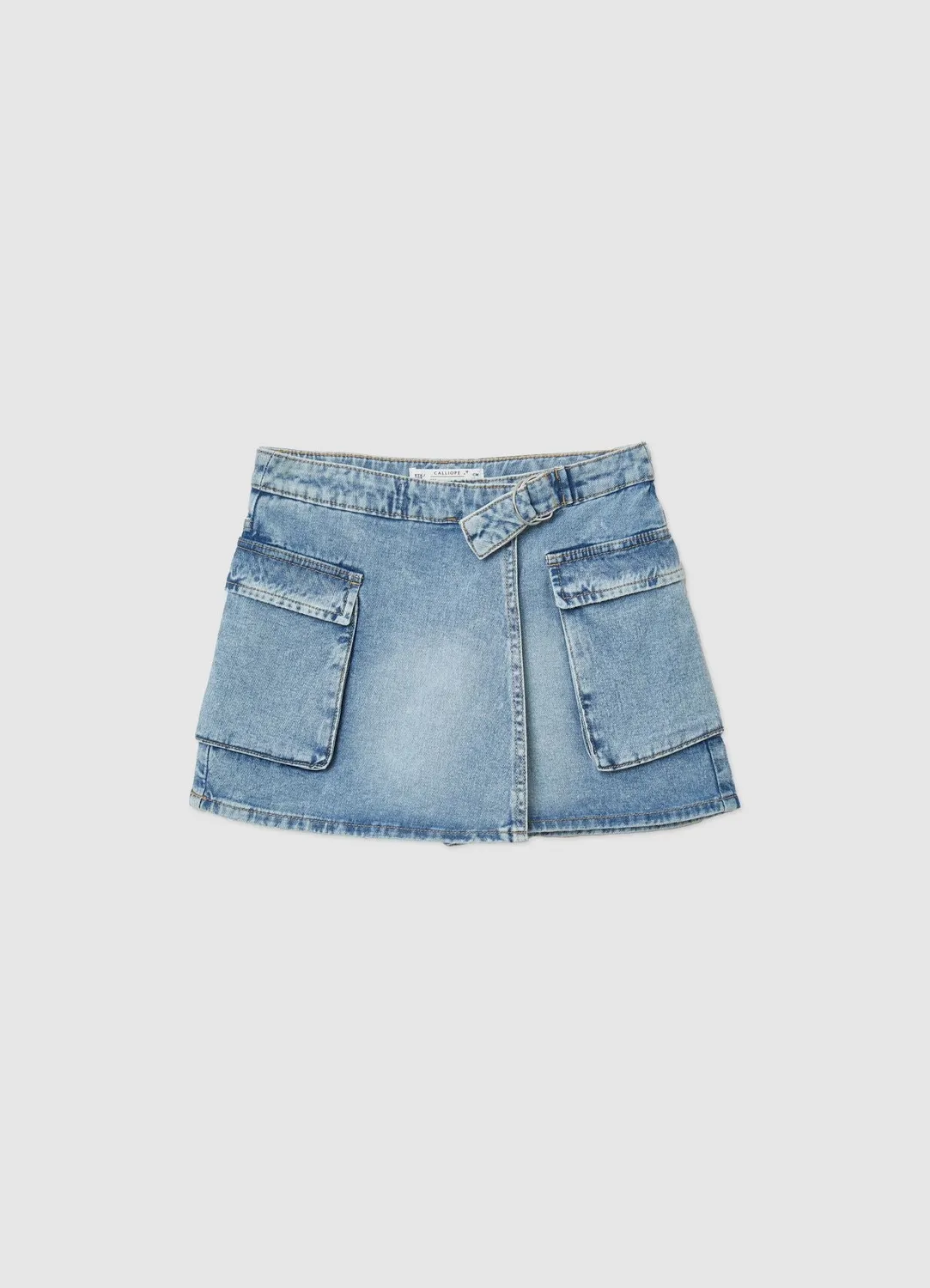 Calliope skort cargo denim fille jupe-short ceinture