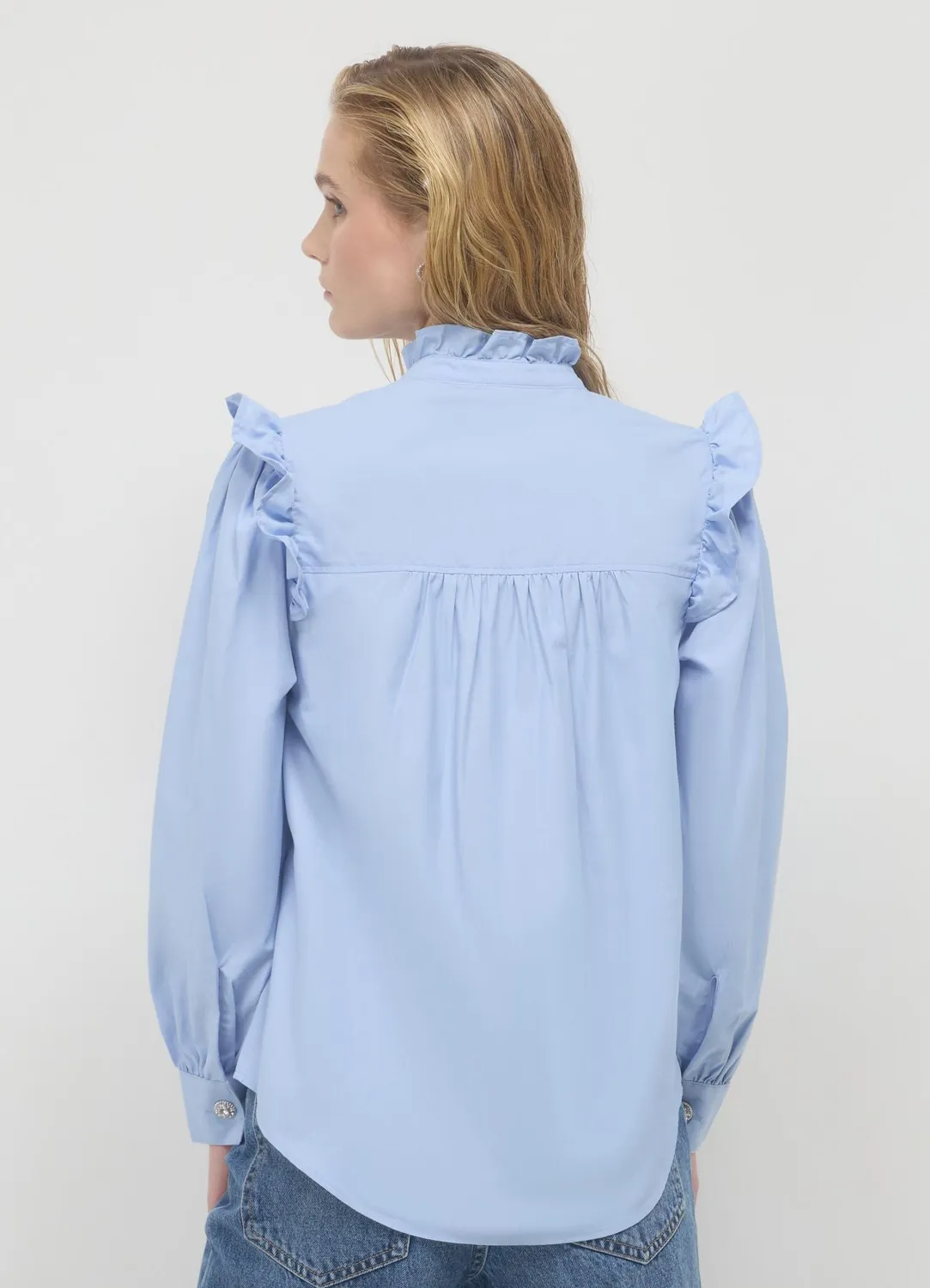 Calliope chemise frill chemisier femme coton uni