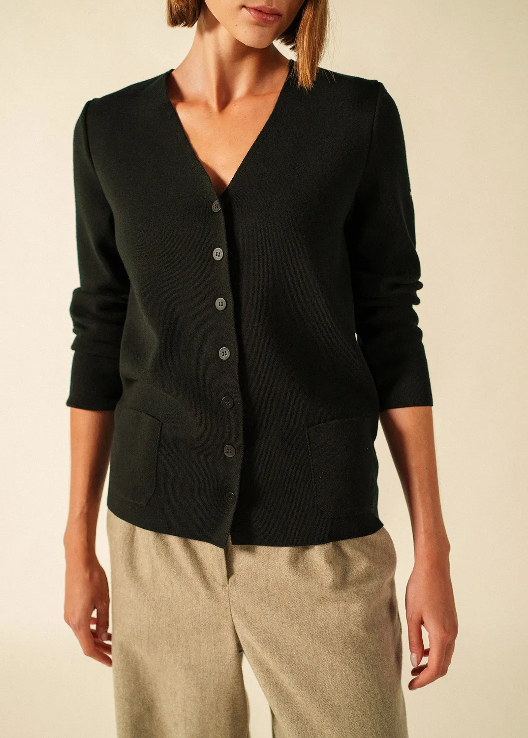 Saint James Blainville gilet noir col V laine