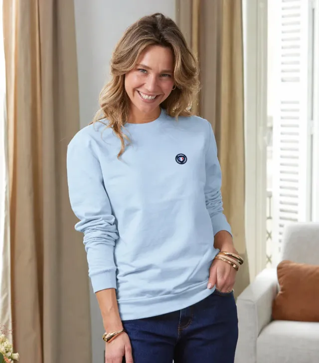 Cocorico Blason Ciel sweat femme bleu ciel coton