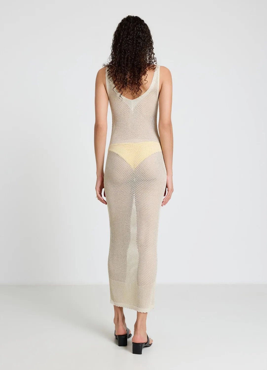 Calliope robe longue maille ajourée col V femme