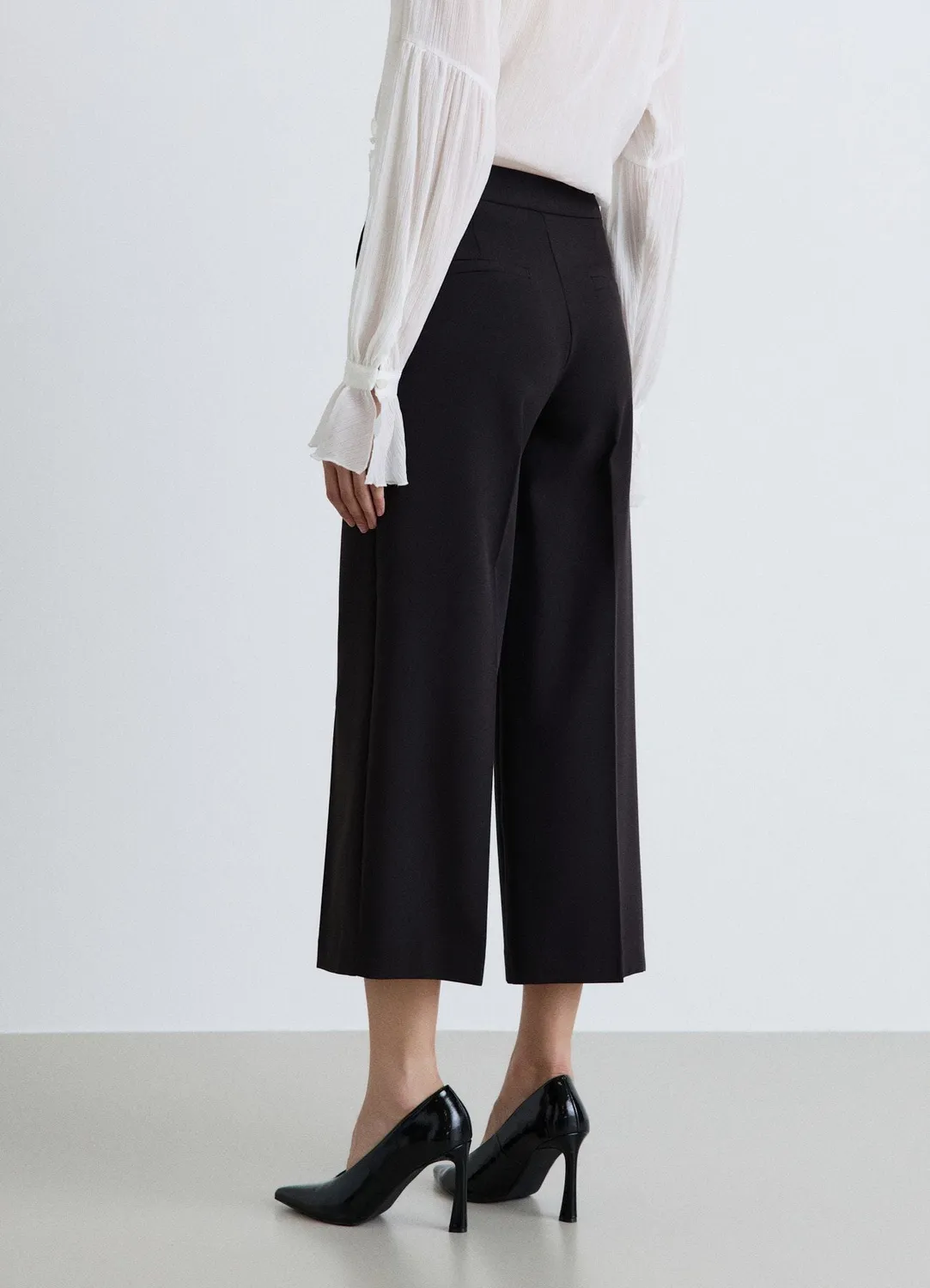 Calliope pantalon culotte femme large taille haute uni