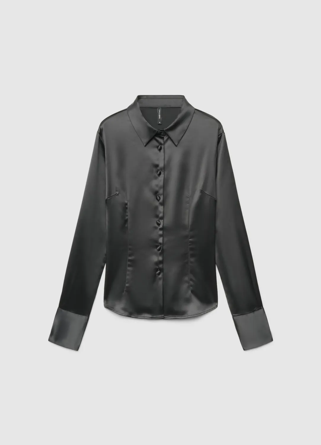 Calliope chemise crop femme satinée boutonnée