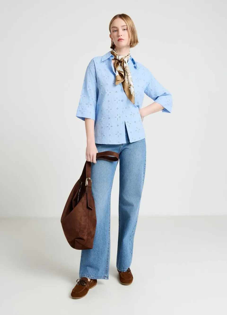 Calliope Chemise sangallo femme oversize manches courtes