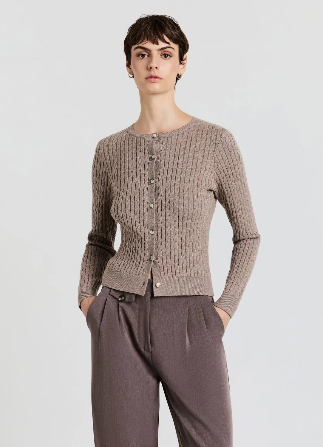 Calliope cardigan torsades boutonné col rond XS-XL
