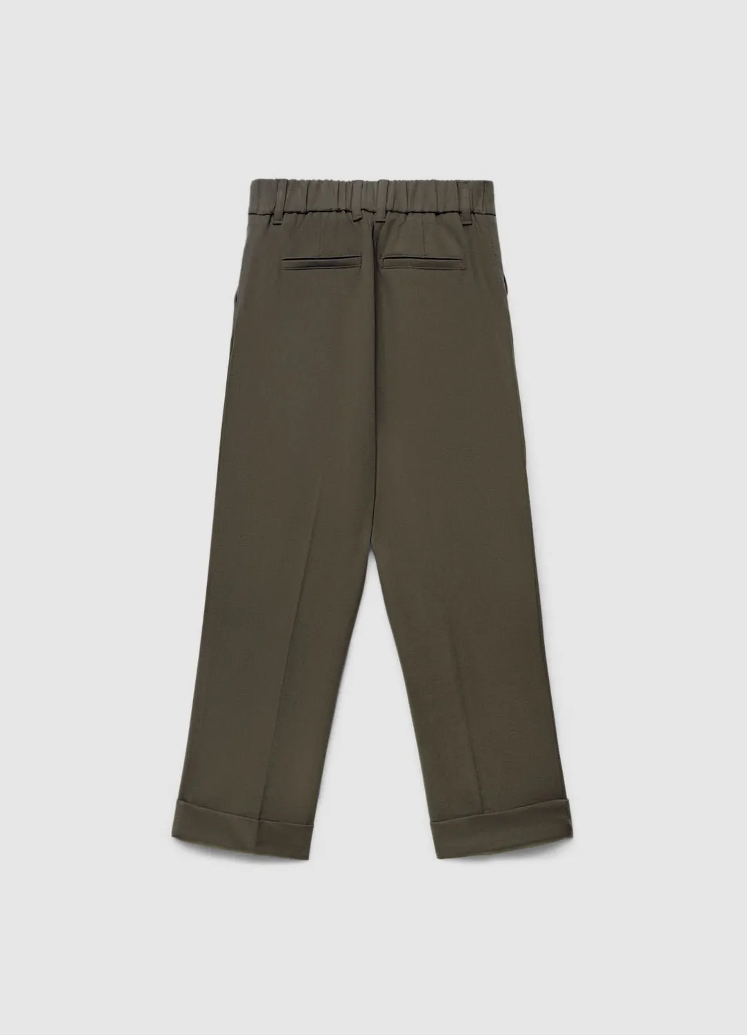 Calliope Pantalon femme droit taille haute à revers