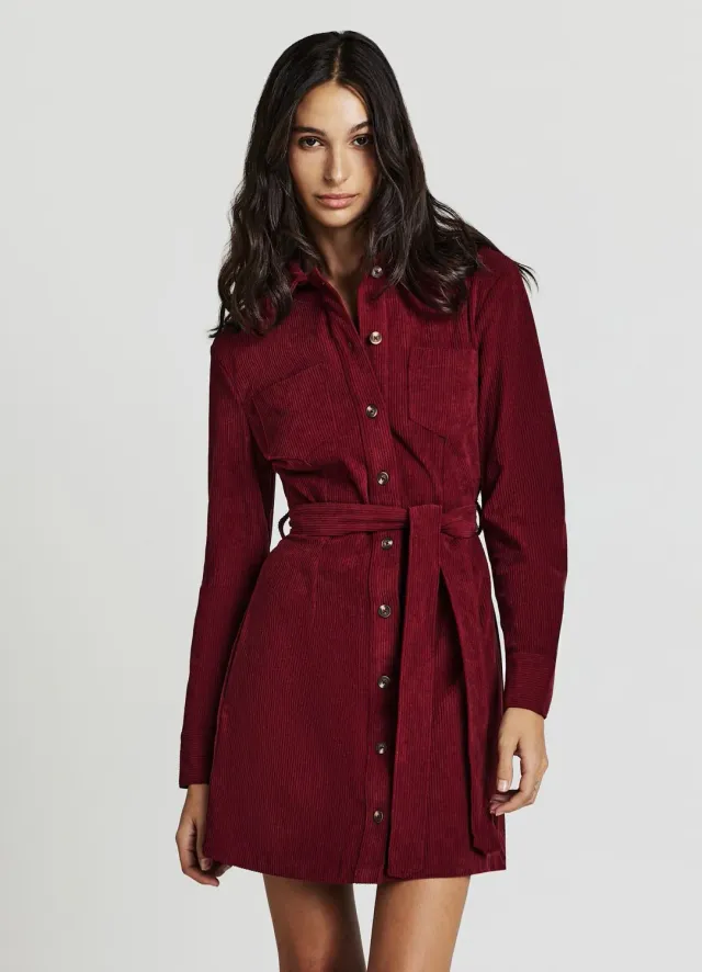 Calliope Robe chemise femme velours courte