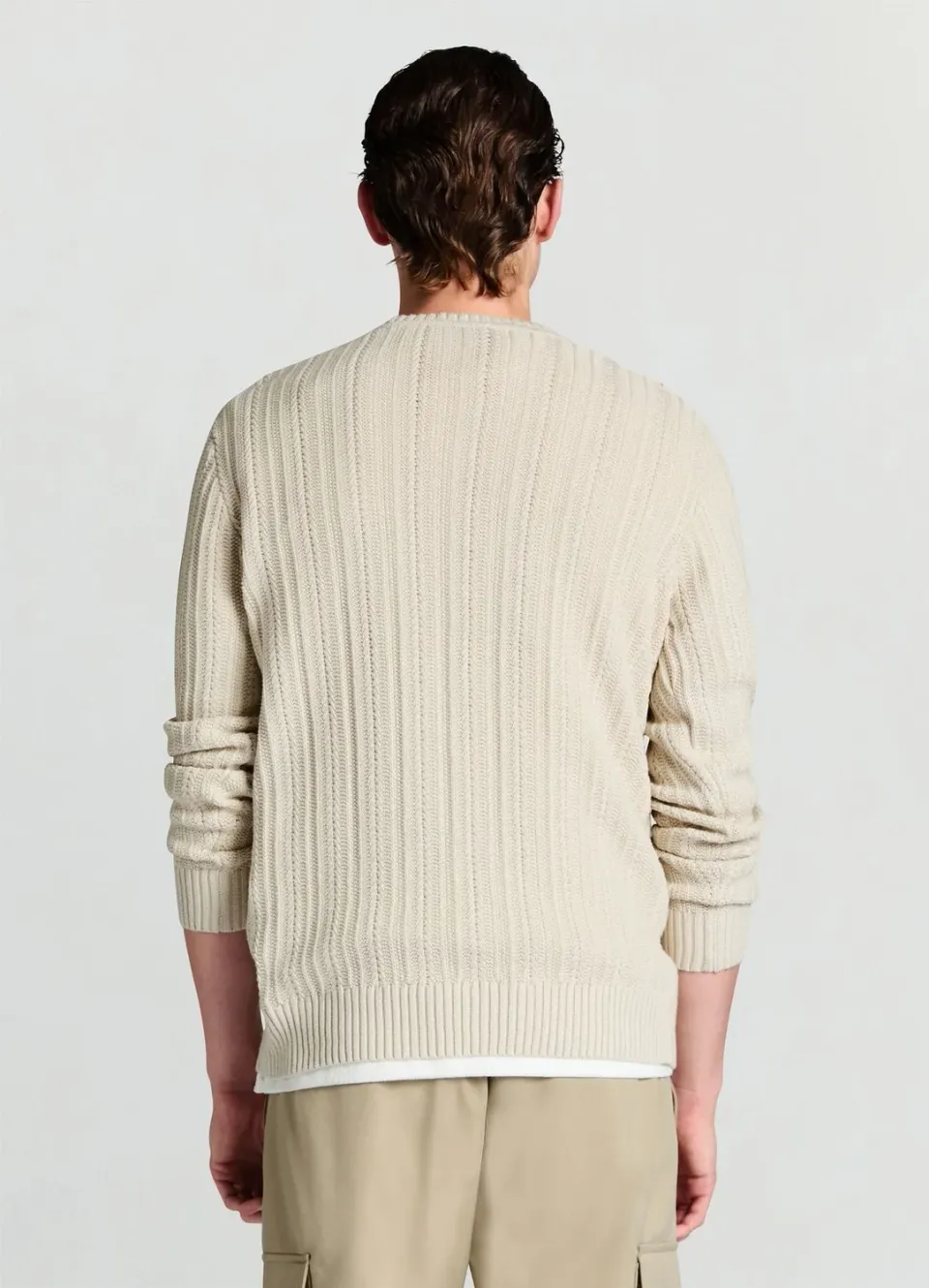 Calliope torsades col rond pull homme uni coton