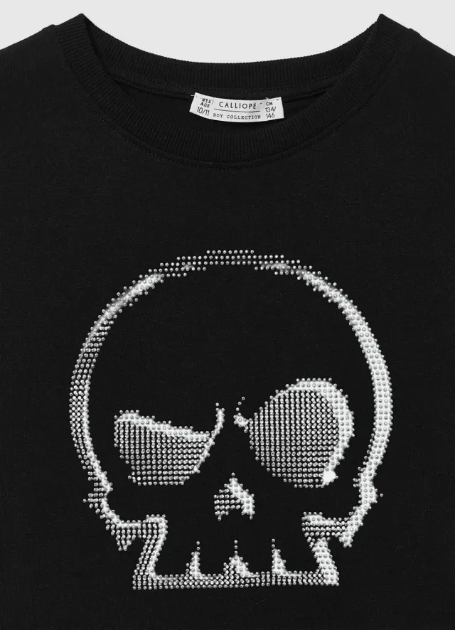 Calliope t-shirt garcon tete de mort cloute