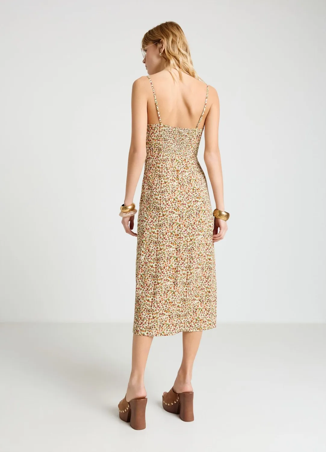 Calliope slipdress robe longue à fleurs fente latérale