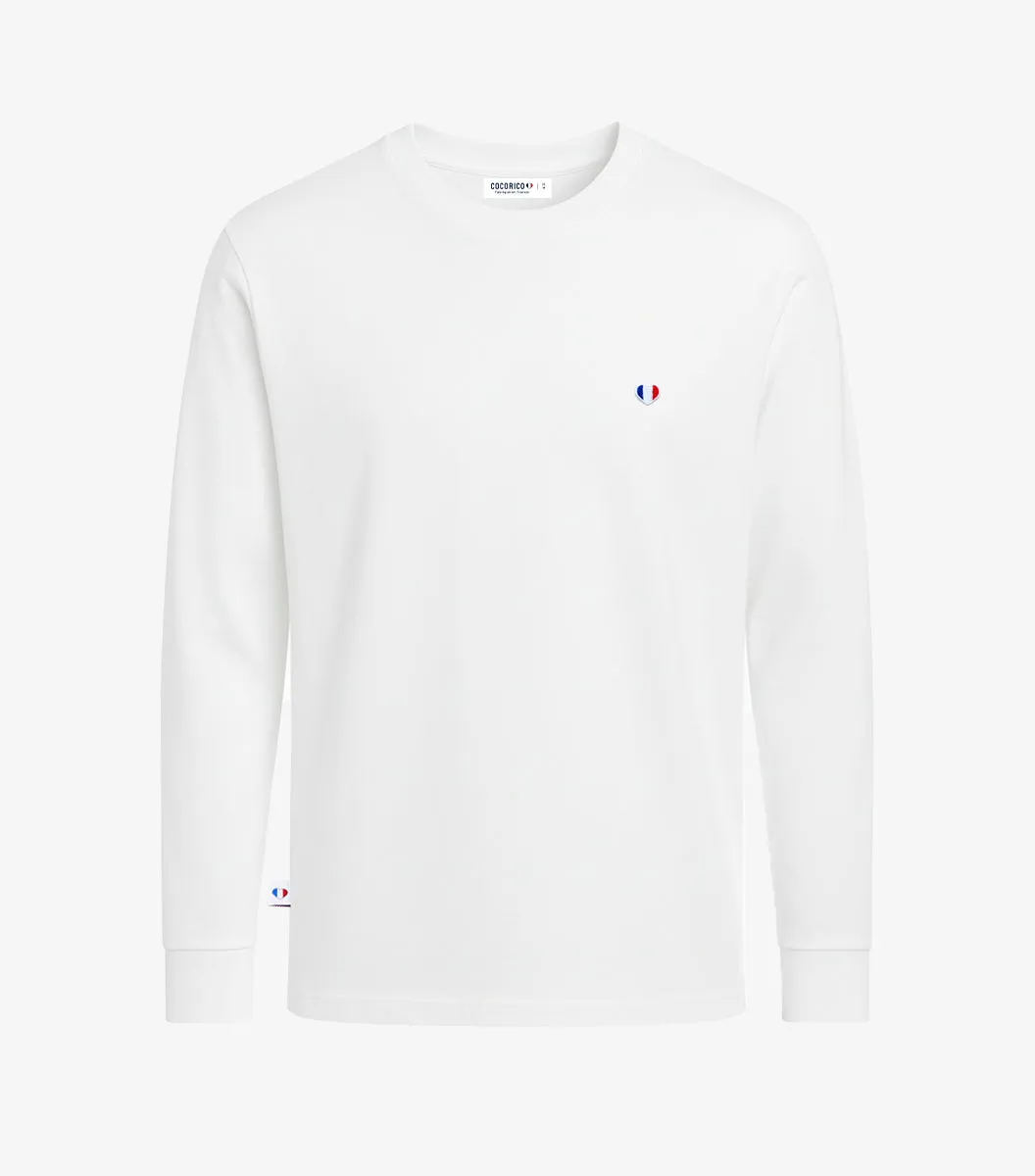 Cocorico Iconique T-shirt Manches Longues Homme Blanc coton