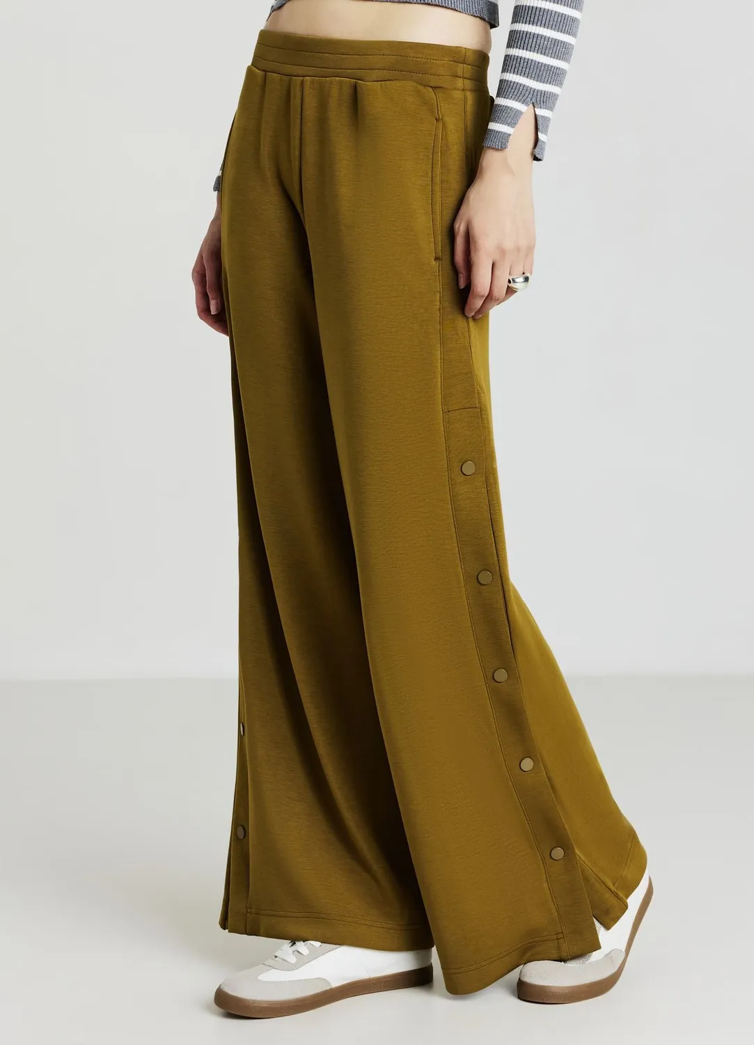 Calliope pantalon palazzo boutons latéraux femme taille unique
