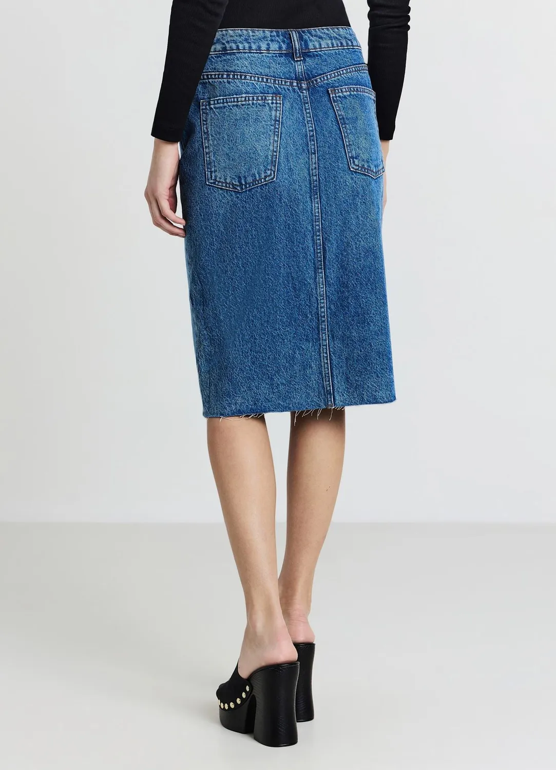Calliope Longuette denim femme fendue 5 poches