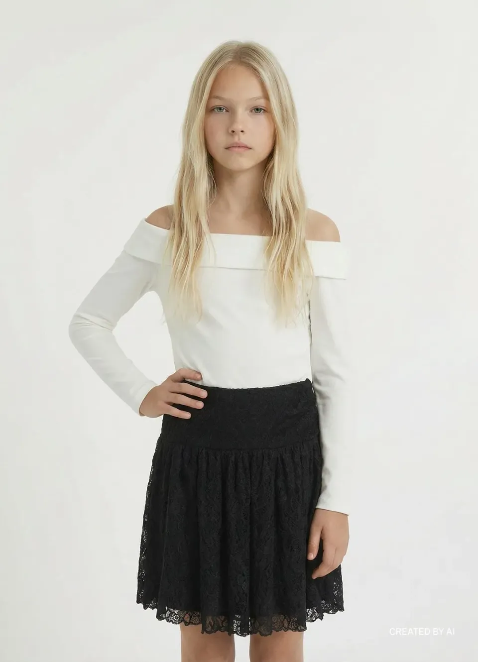 Calliope robe fille épaules nues jupe dentelle