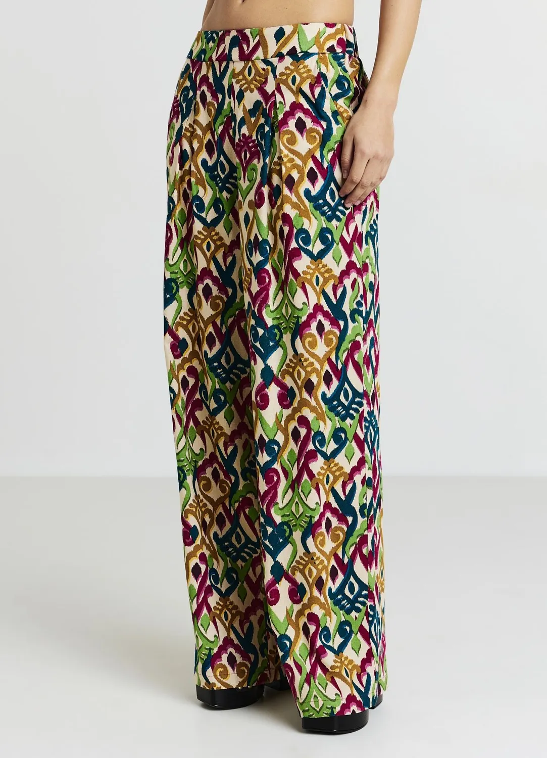 Calliope pantalon palazzo femme à motif élastiqué