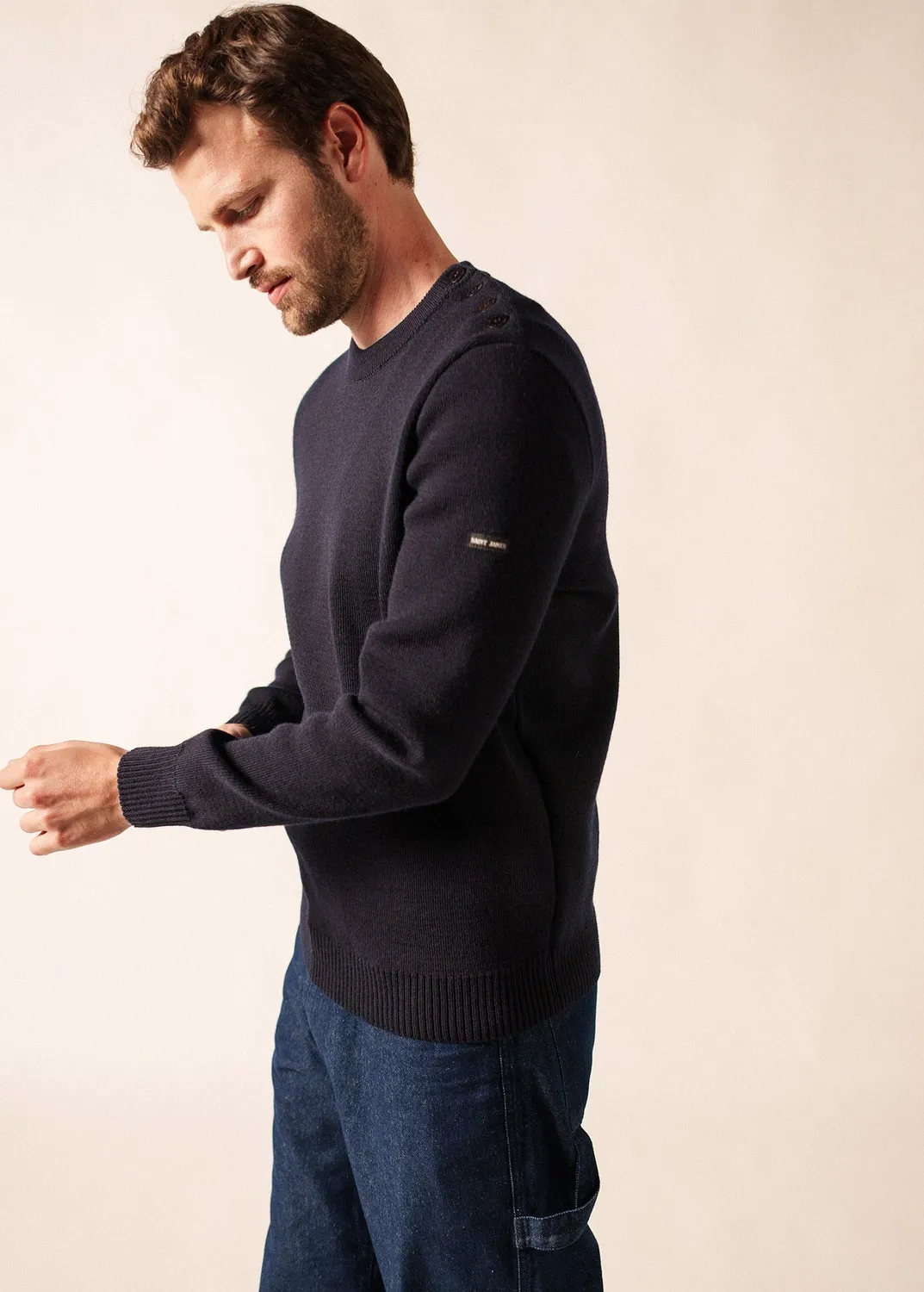 Saint James Cancale pull marin navy 100% laine