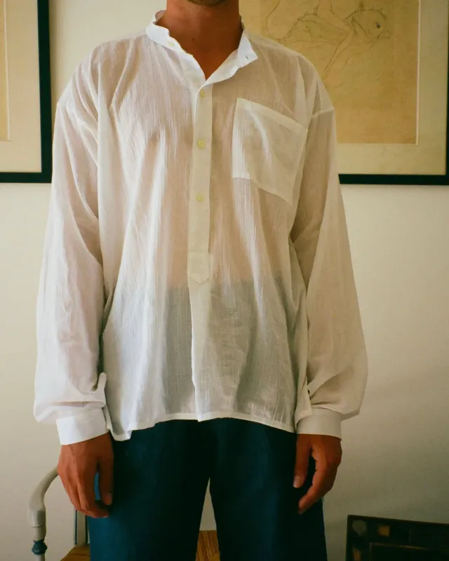 EREVAN Lices chemise voile blanc col officier
