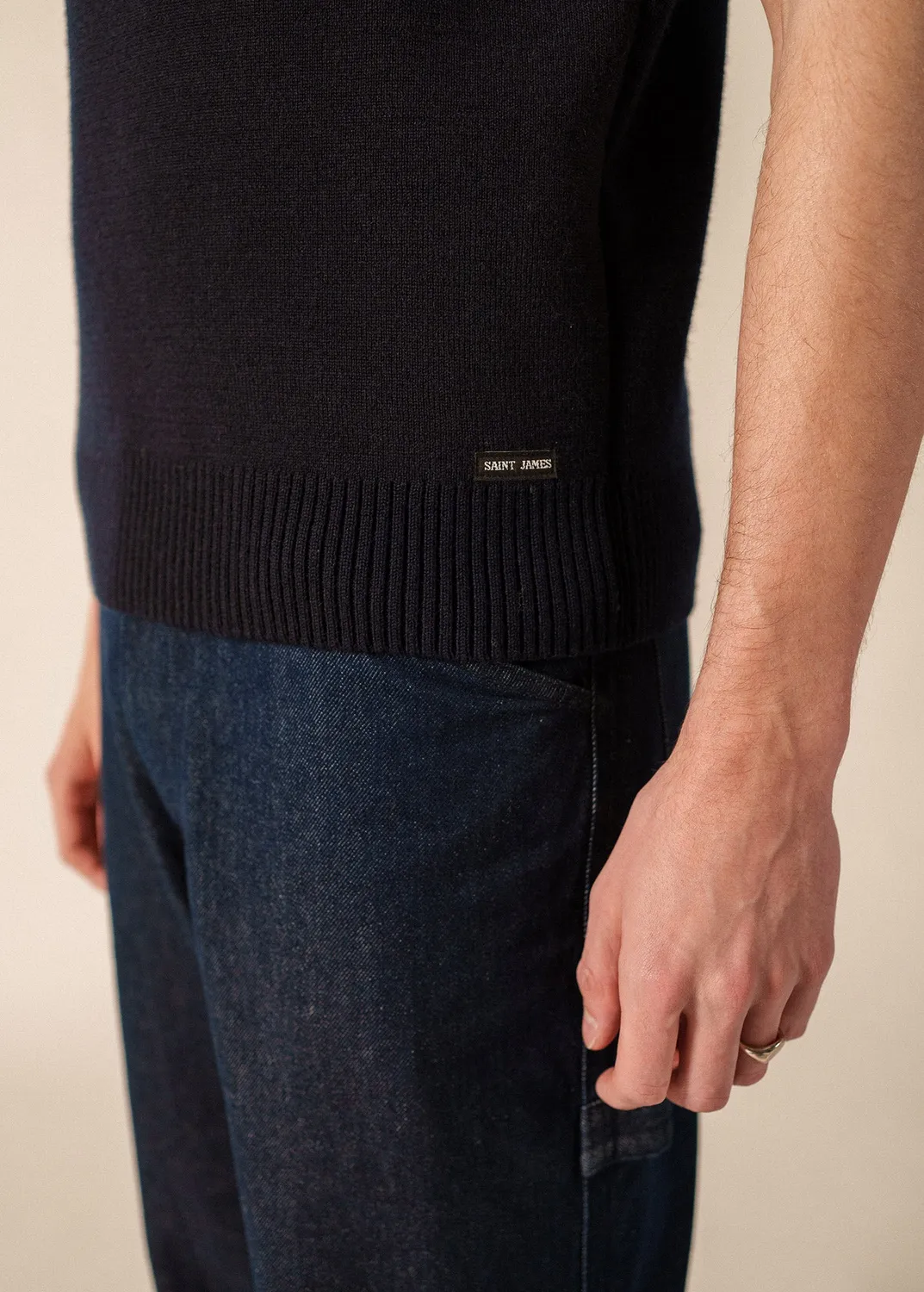 Saint James Cancale pull sans manches marine laine