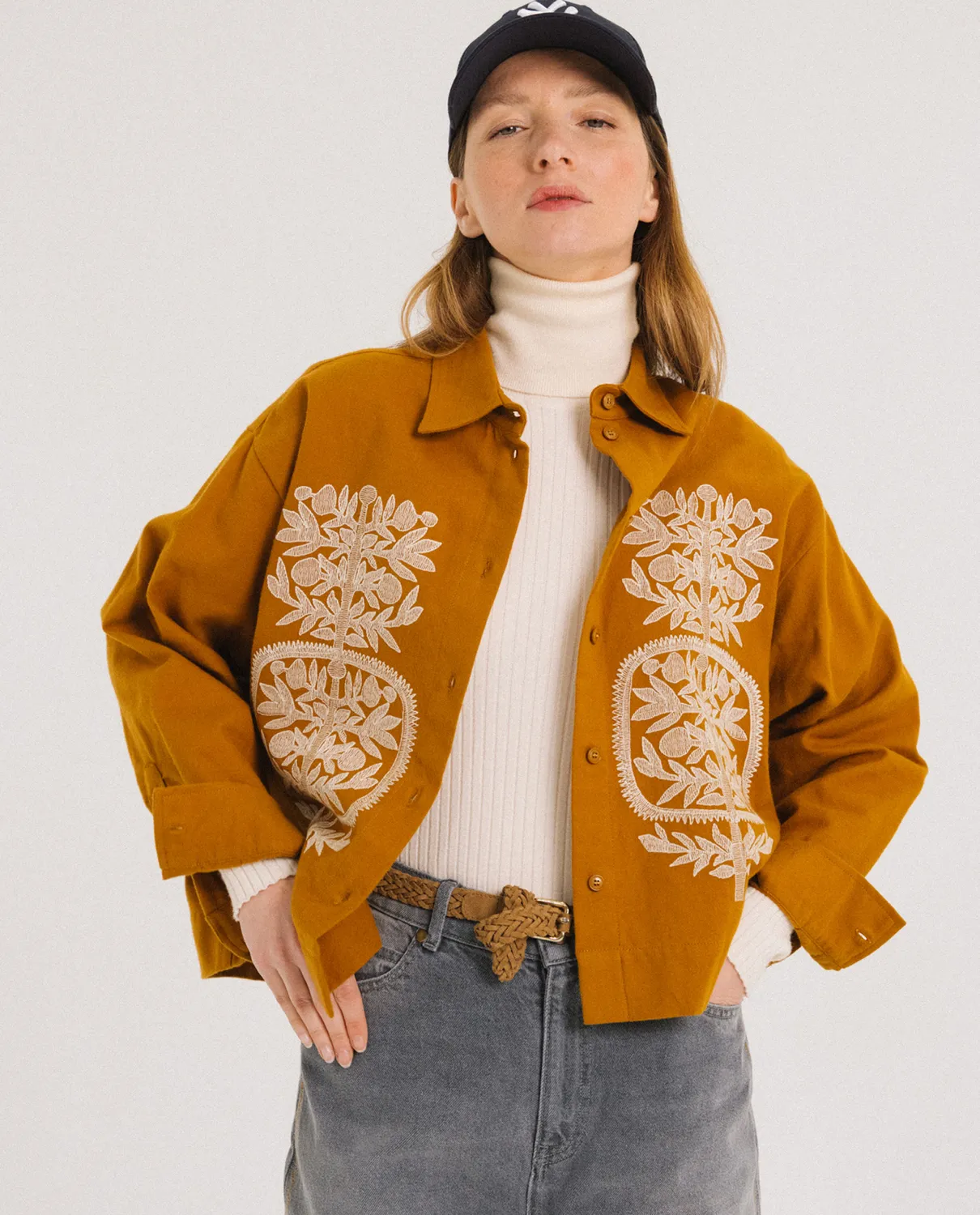 Tinsels Usk chemise coton brodée Curry