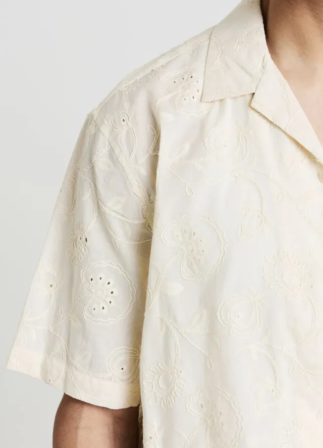 Calliope chemise bowling brodée homme L coton