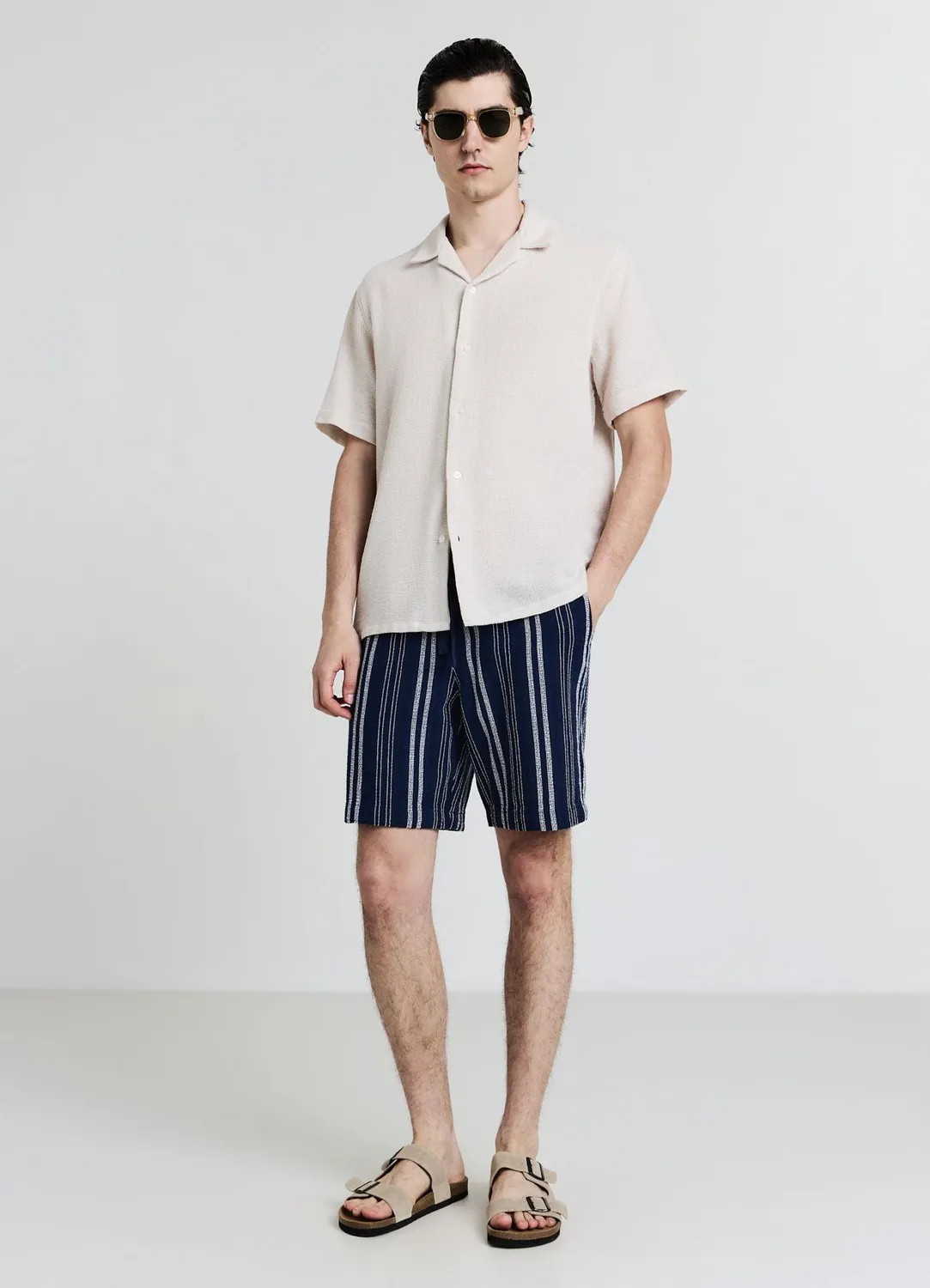 Calliope short jogger rayé homme cordon