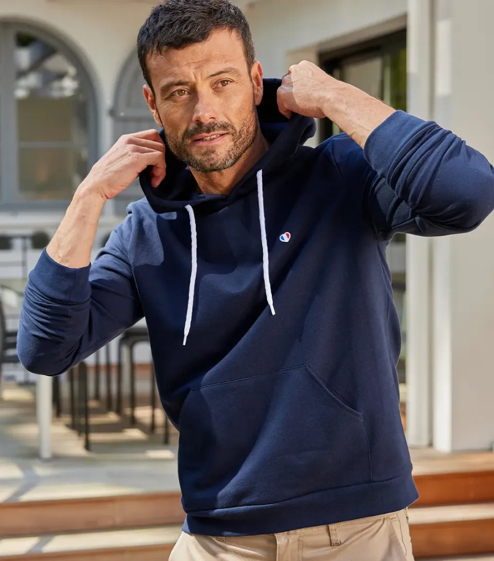 Cocorico Iconique Sweat capuche homme marine coton