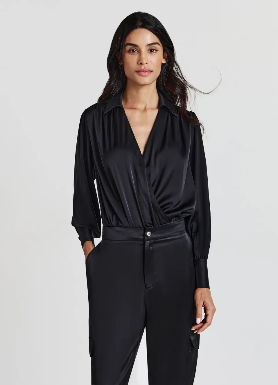 Calliope Chemise body satin manches longues