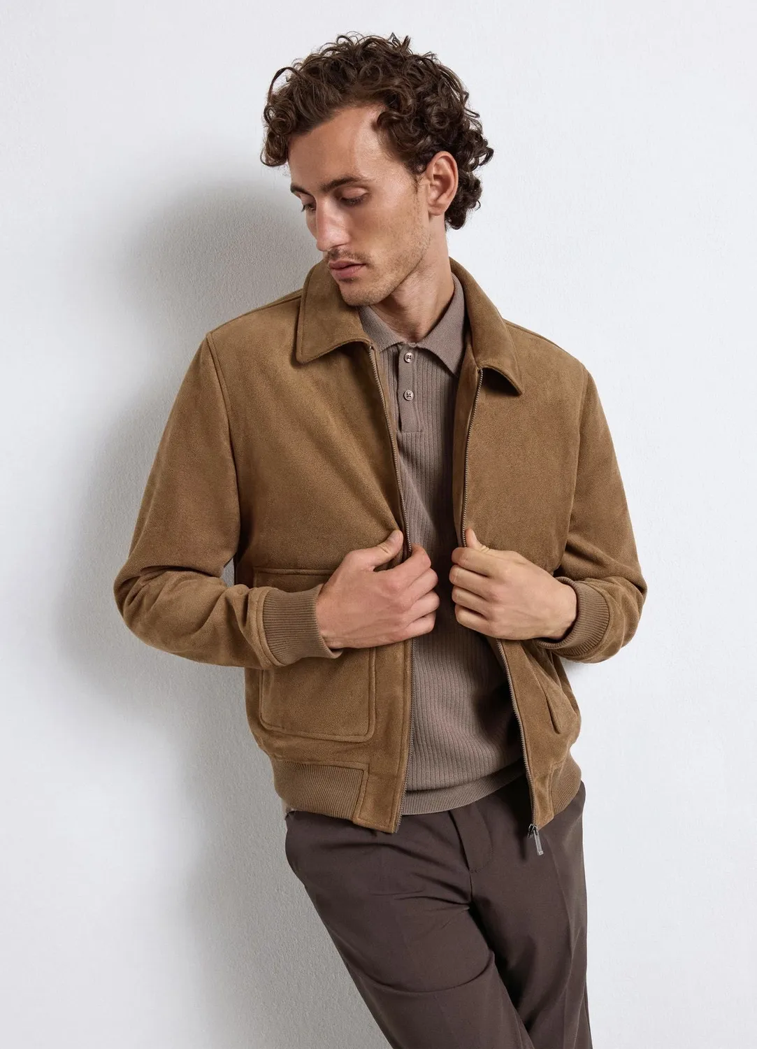 Calliope blouson homme effet suède zip poches