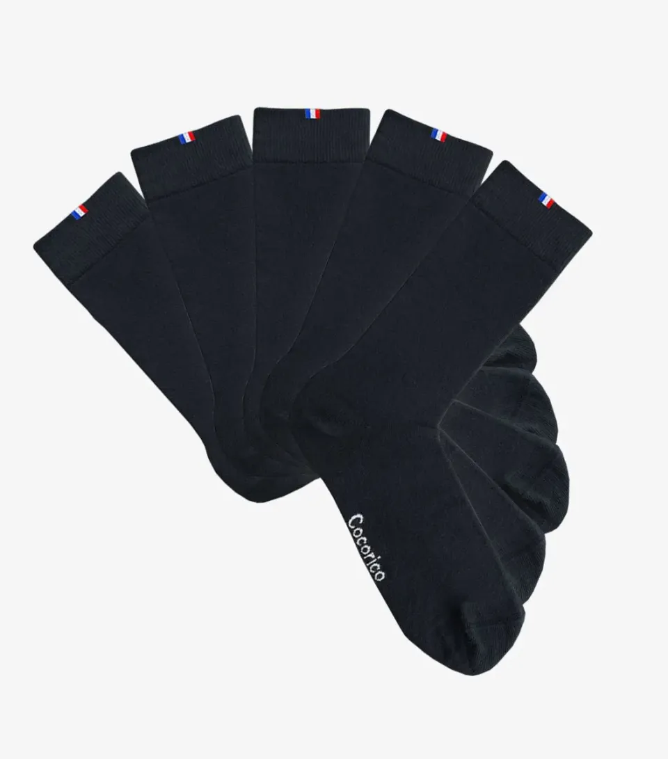 Cocorico Intemporel chaussettes homme noir x5 coton