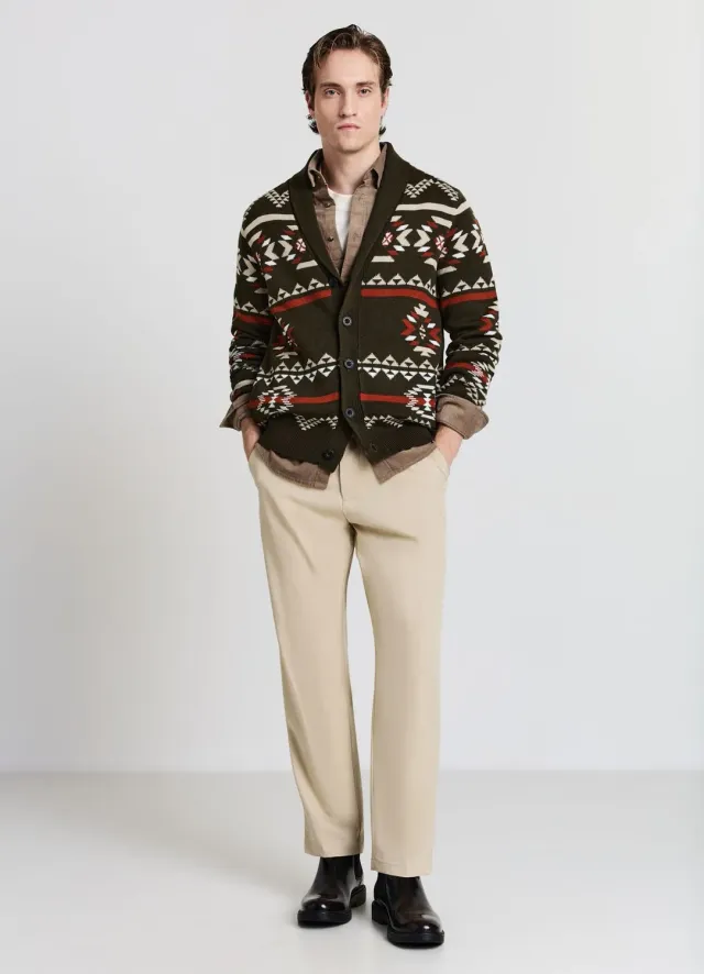 Calliope Cardigan gilet homme L motif navajo châle