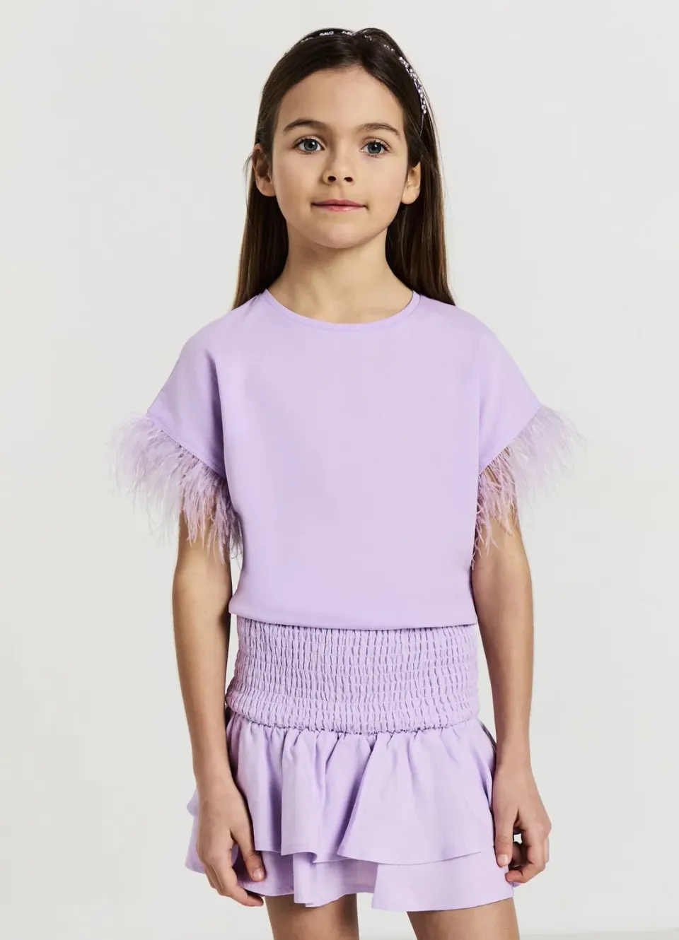 Calliope t-shirt fille manches courtes plumes