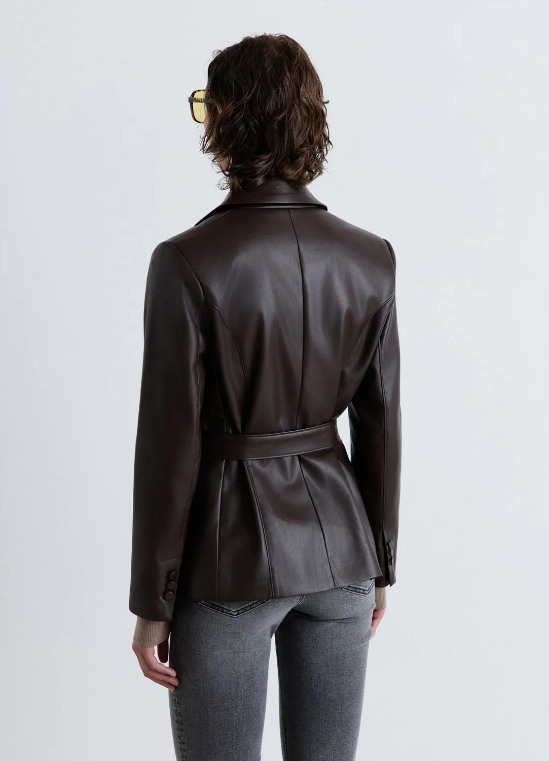 Calliope veste effet cuir ceinture femme blazer
