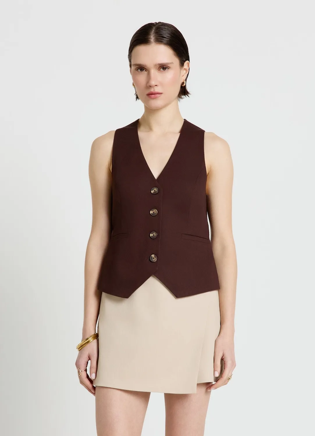 Calliope gilet femme col V boutons cintré