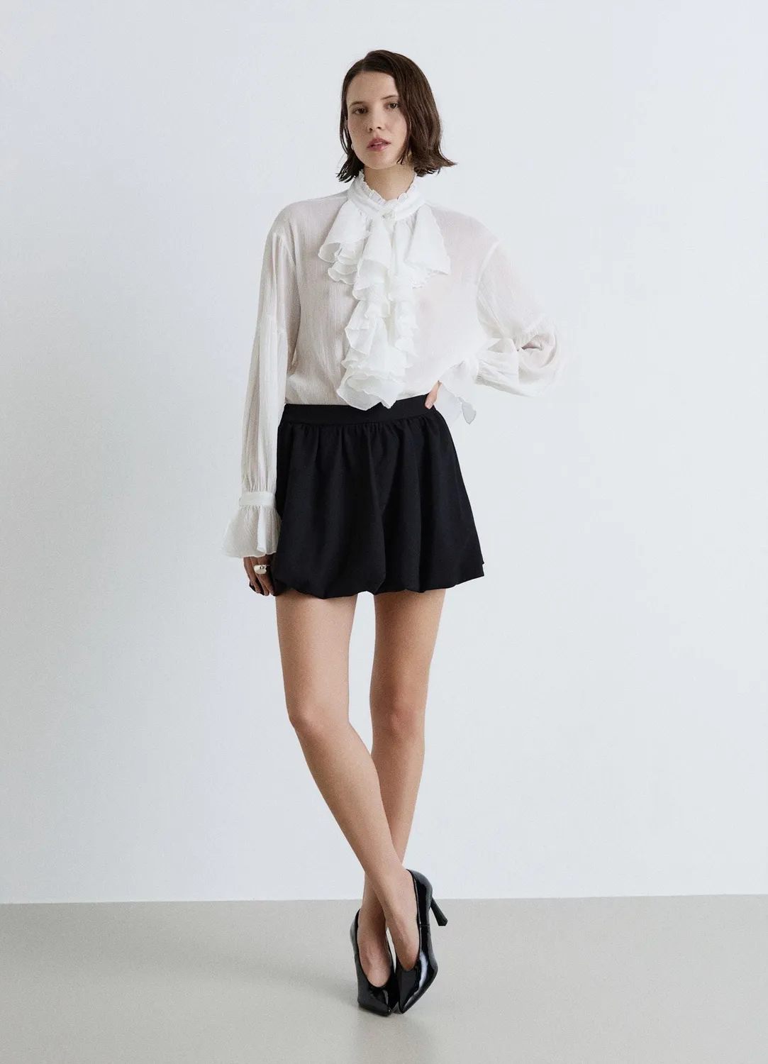 Calliope chemise volants col montant femme