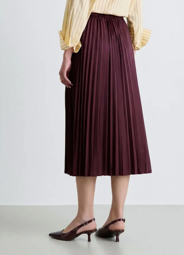 Calliope jupe plissée satinée femme midi
