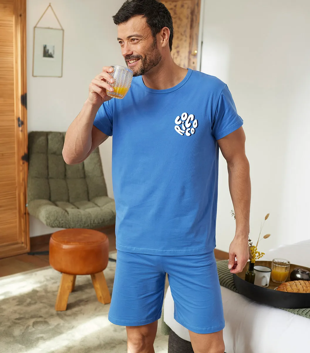 Cocorico Nuage pyjama homme bleu coton