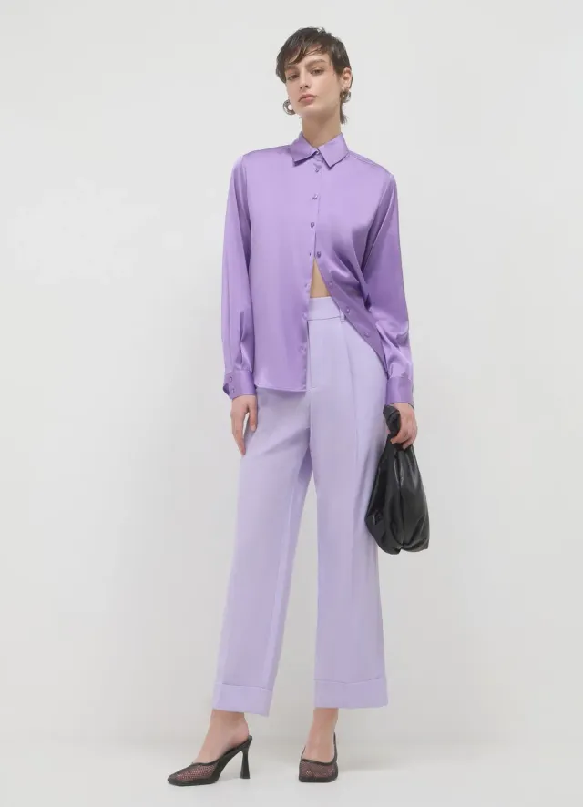 Calliope pantalon classique femme taille élastique revers viscose