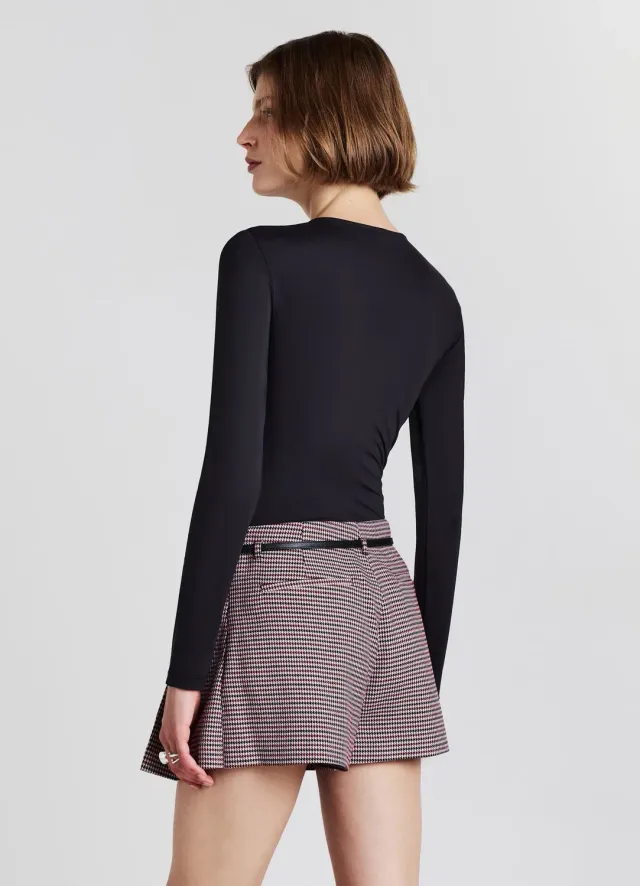 Calliope jupe-short plissée femme pied-de-poule ceinture
