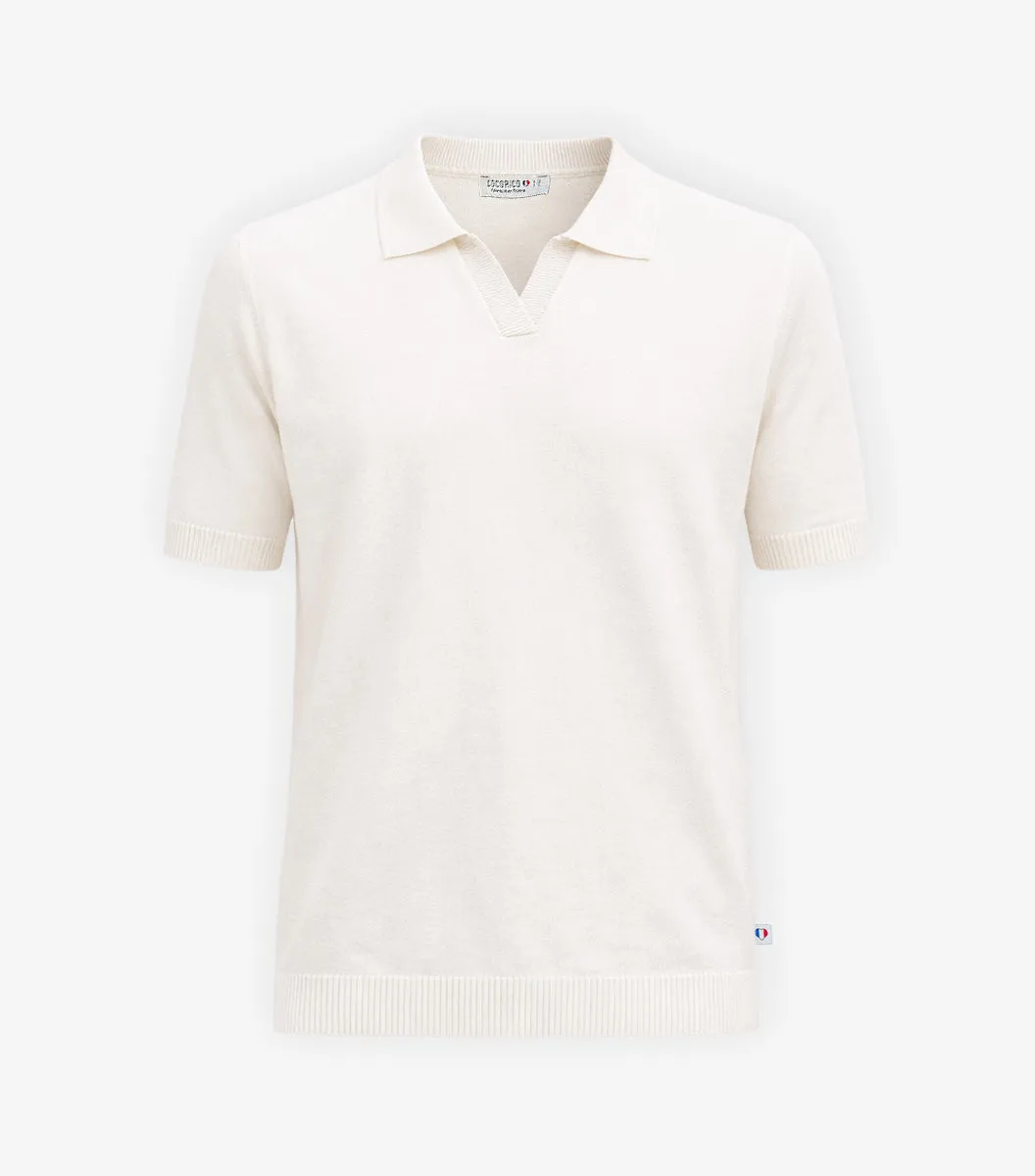 Cocorico Maille polo homme écru coton
