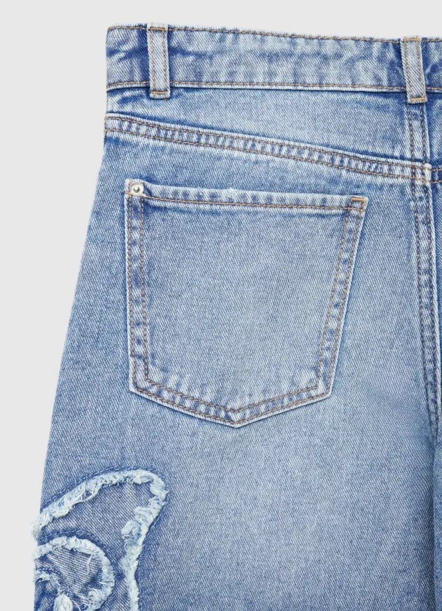 Calliope jean crop papillon fille stonewash