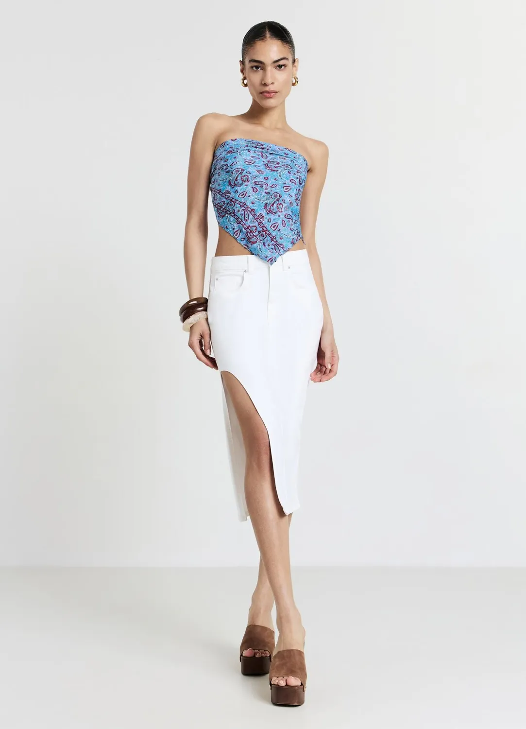 Calliope Jupe midi denim fendue femme 5 poches