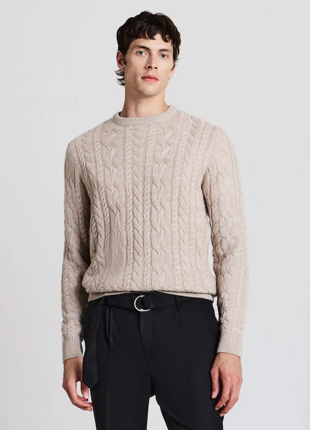 Calliope Trecce Pull col rond torsades homme L