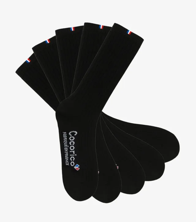 Cocorico Intemporel Chaussettes Laine Homme Noir x5