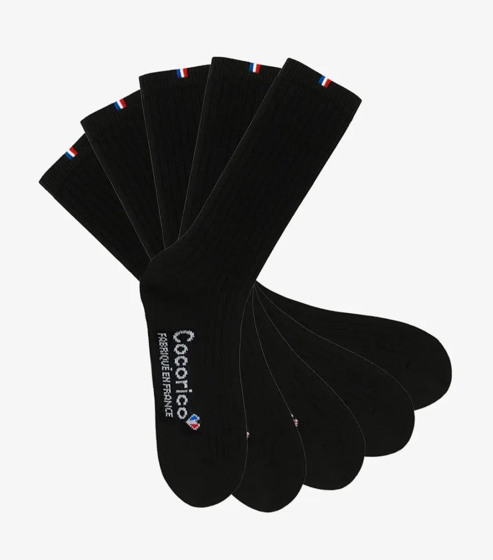 Cocorico Intemporel Chaussettes Laine Homme Noir x5