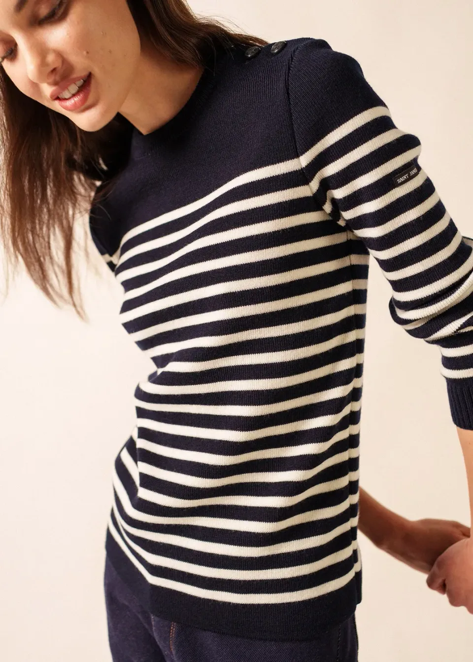 Saint James Rochefort pull marin femme navy/ecume laine