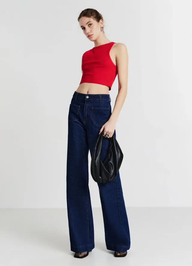 Calliope top dos nageur côtelé crop femme