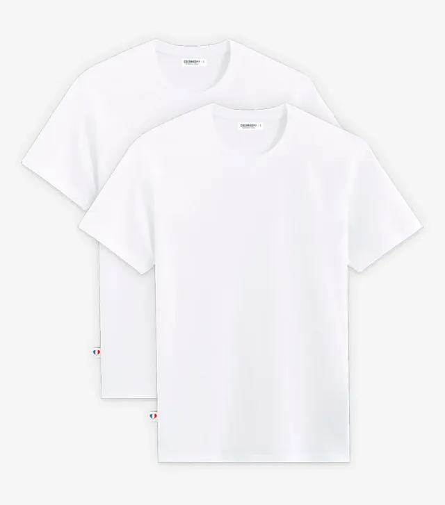 Cocorico Pack Blanc t-shirt homme blanc x2 coton